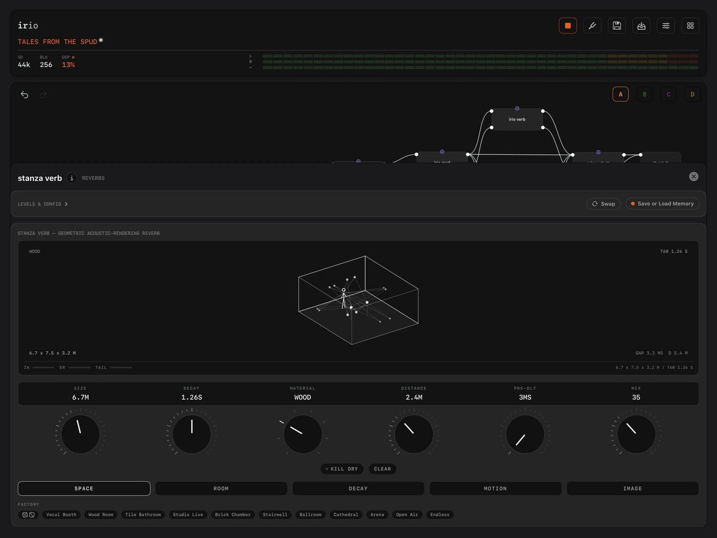 The stanza verb console on iPad.