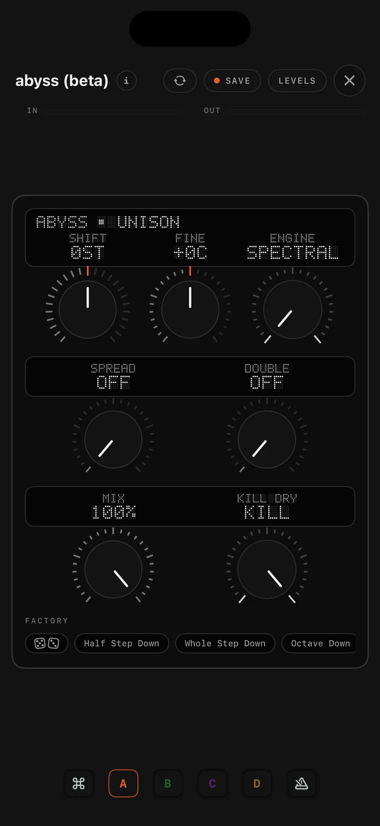 The abyss console on iPhone.
