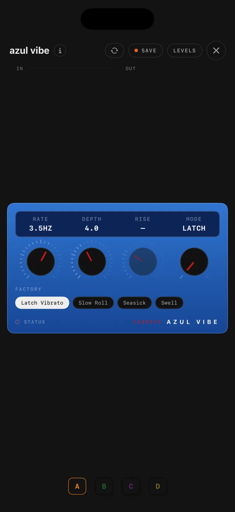 The azul vibe console on iPhone.