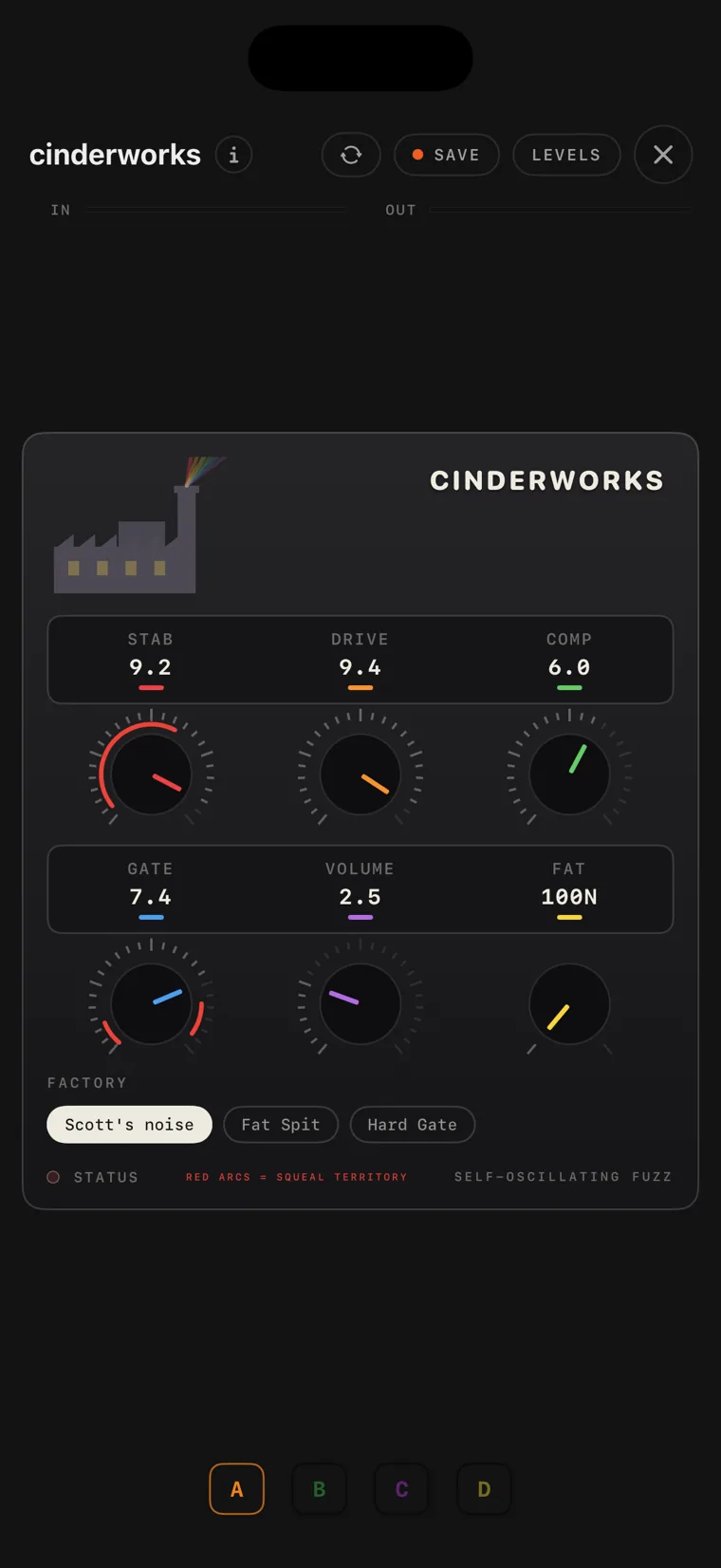 The cinderworks fuzz console on iPhone.