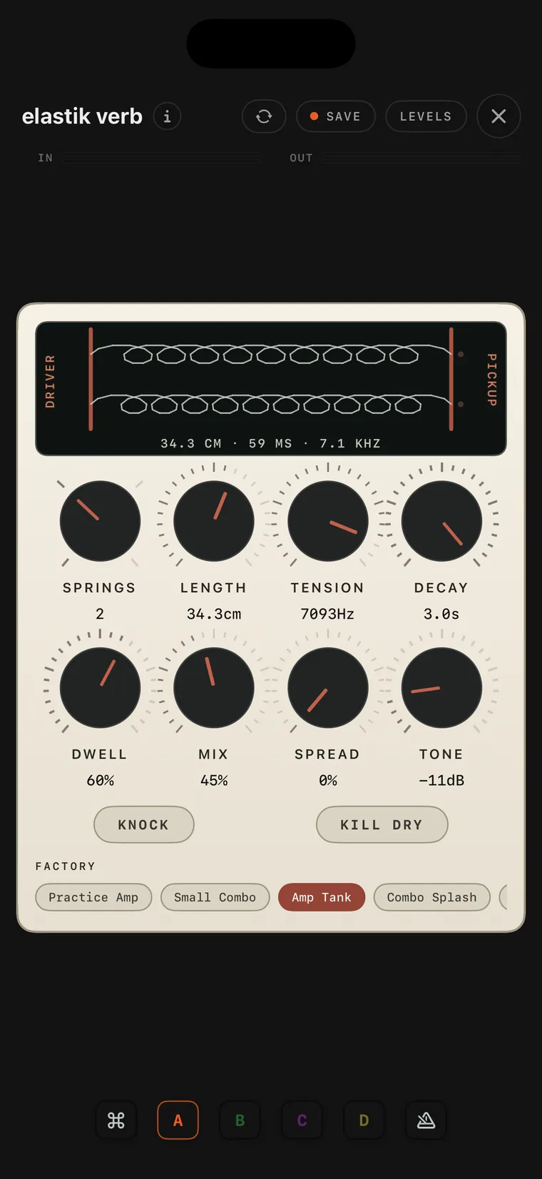 The elastik verb console on iPhone.