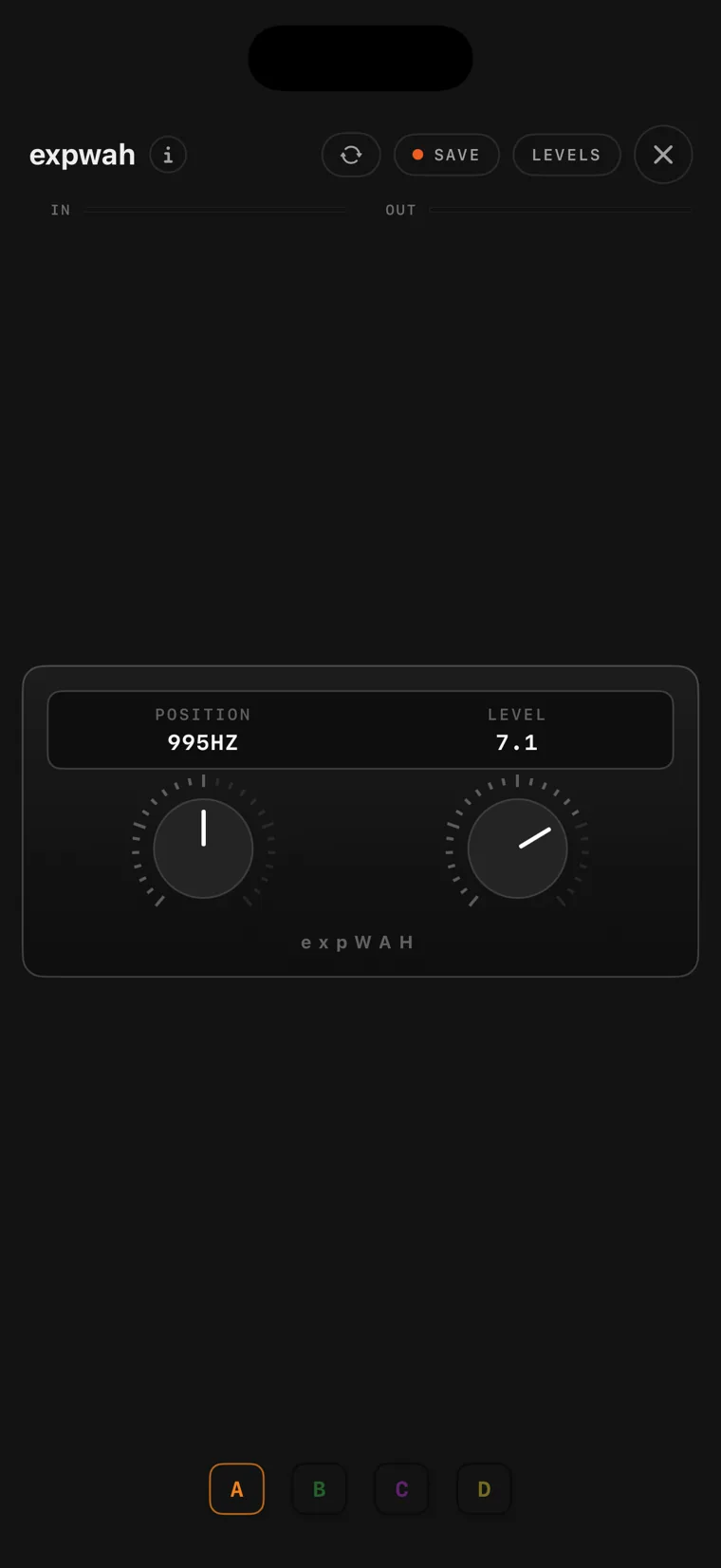 The expwah console on iPhone.
