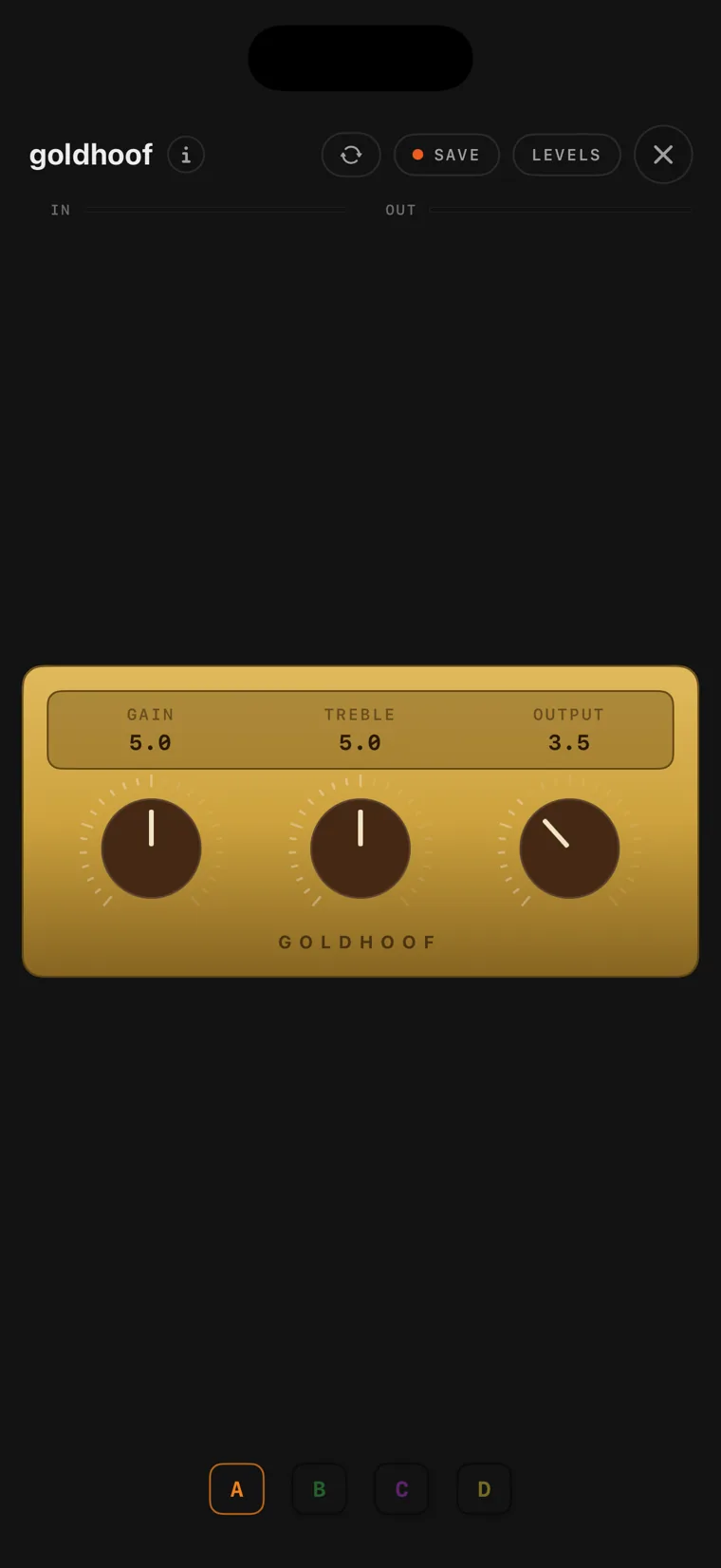 The goldhoof drive console on iPhone.