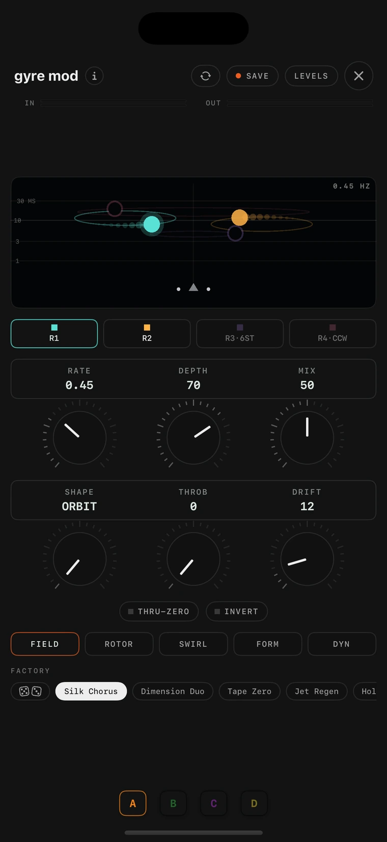 The gyre mod console on iPhone.