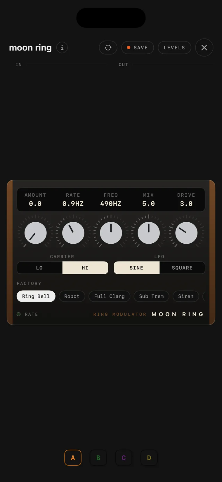 The moon ring console on iPhone.