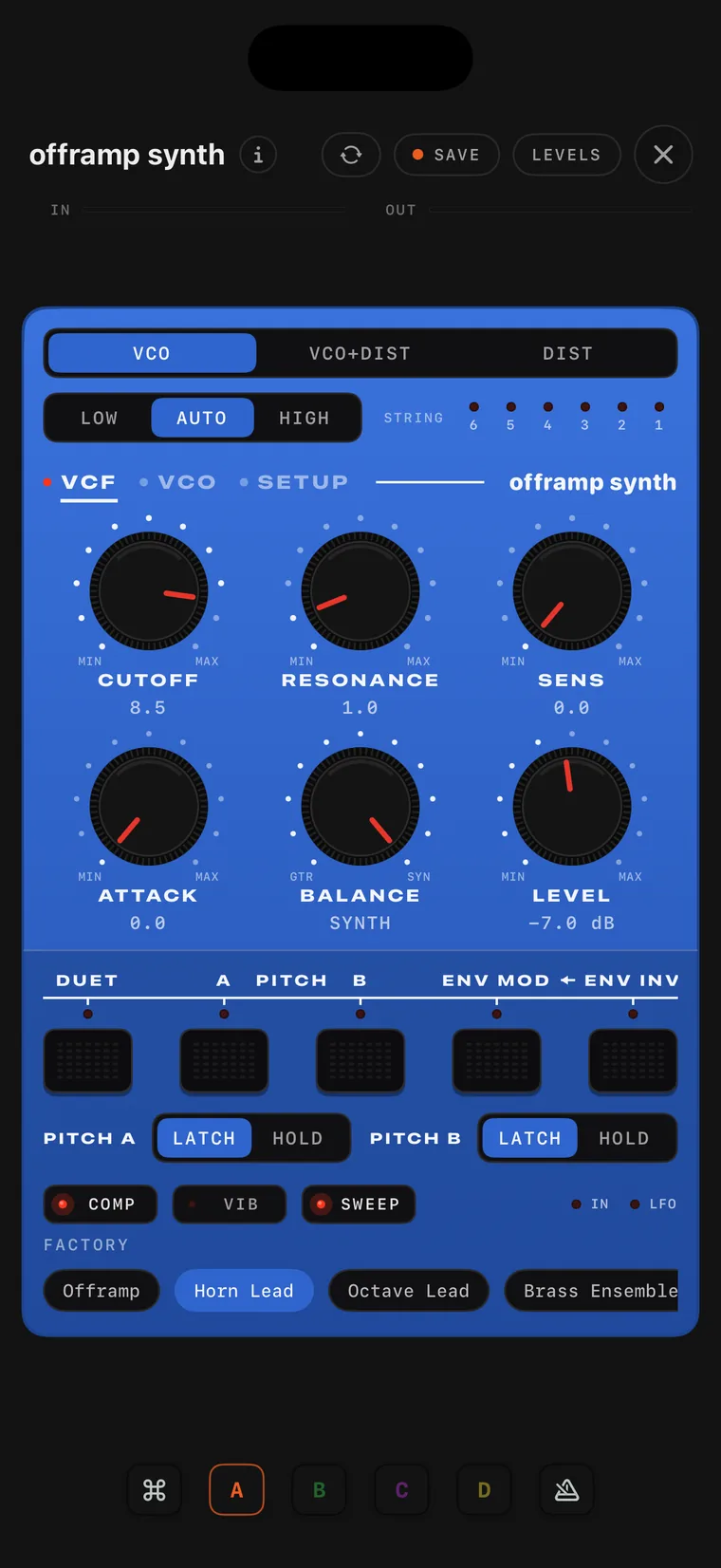 The offramp synth console on iPhone.
