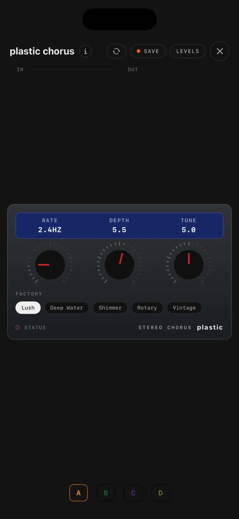 The plastic chorus console on iPhone.