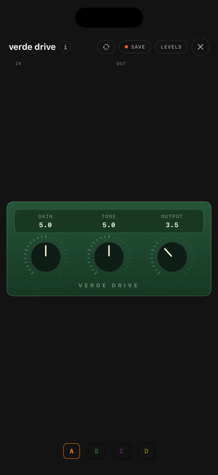 The verde drive console on iPhone.